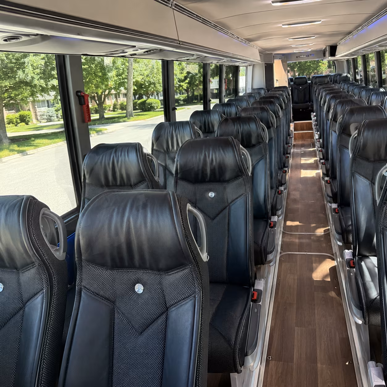 livonia 40 passenger charter bus inside