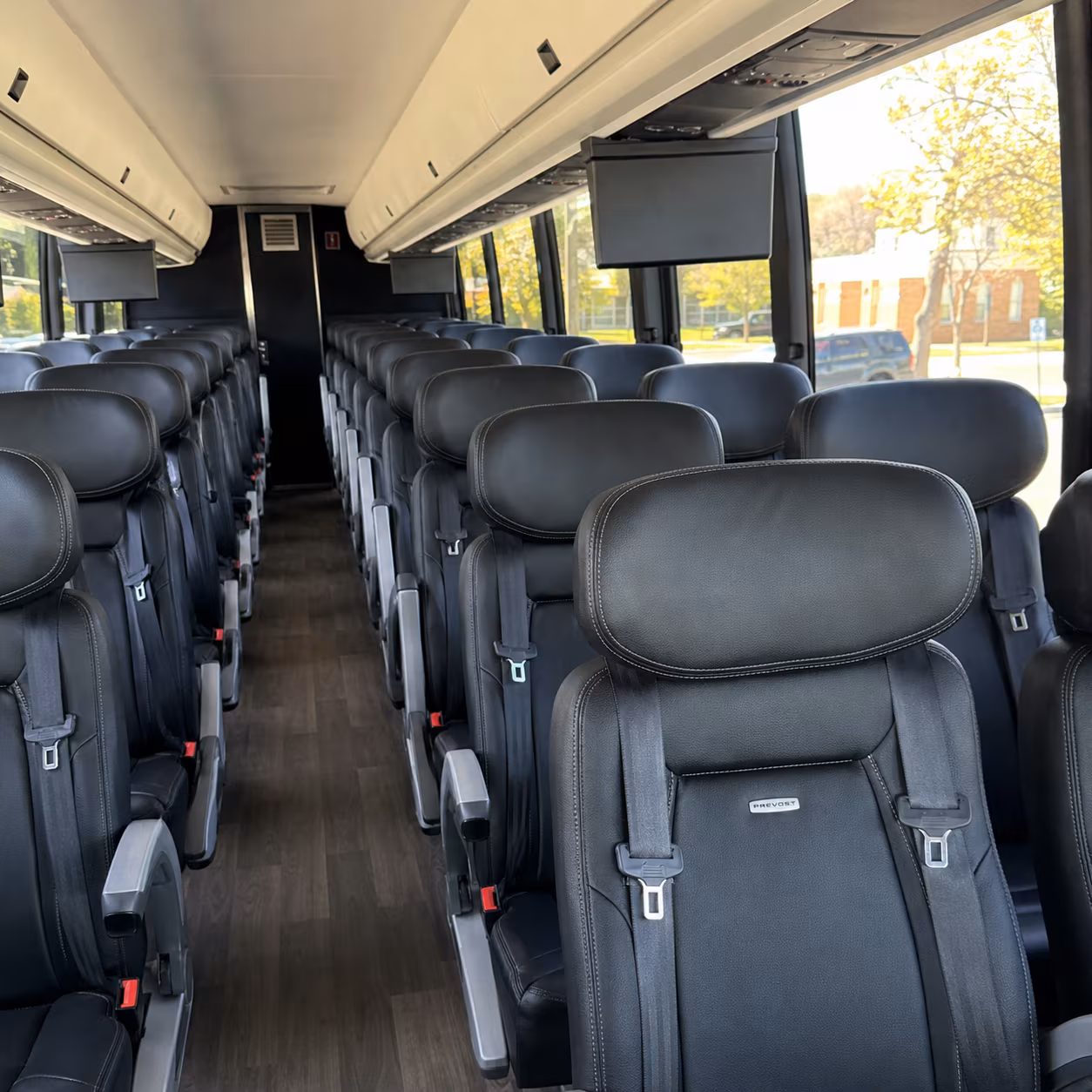 livonia 45 passenger charter bus inside