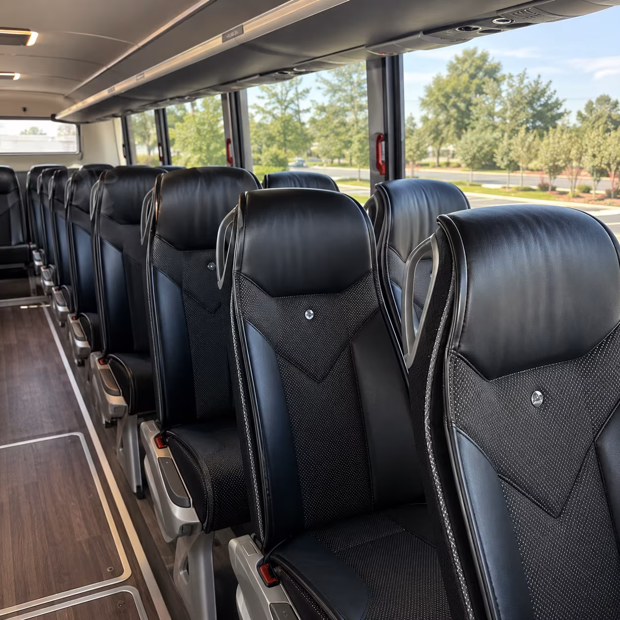 livonia 45 passenger charter bus interior