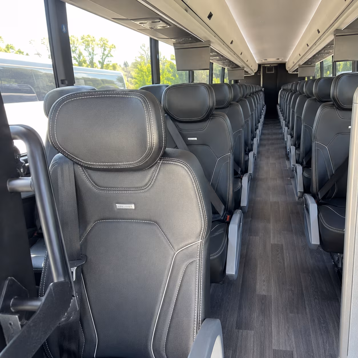 livonia 47 passenger charter bus interior