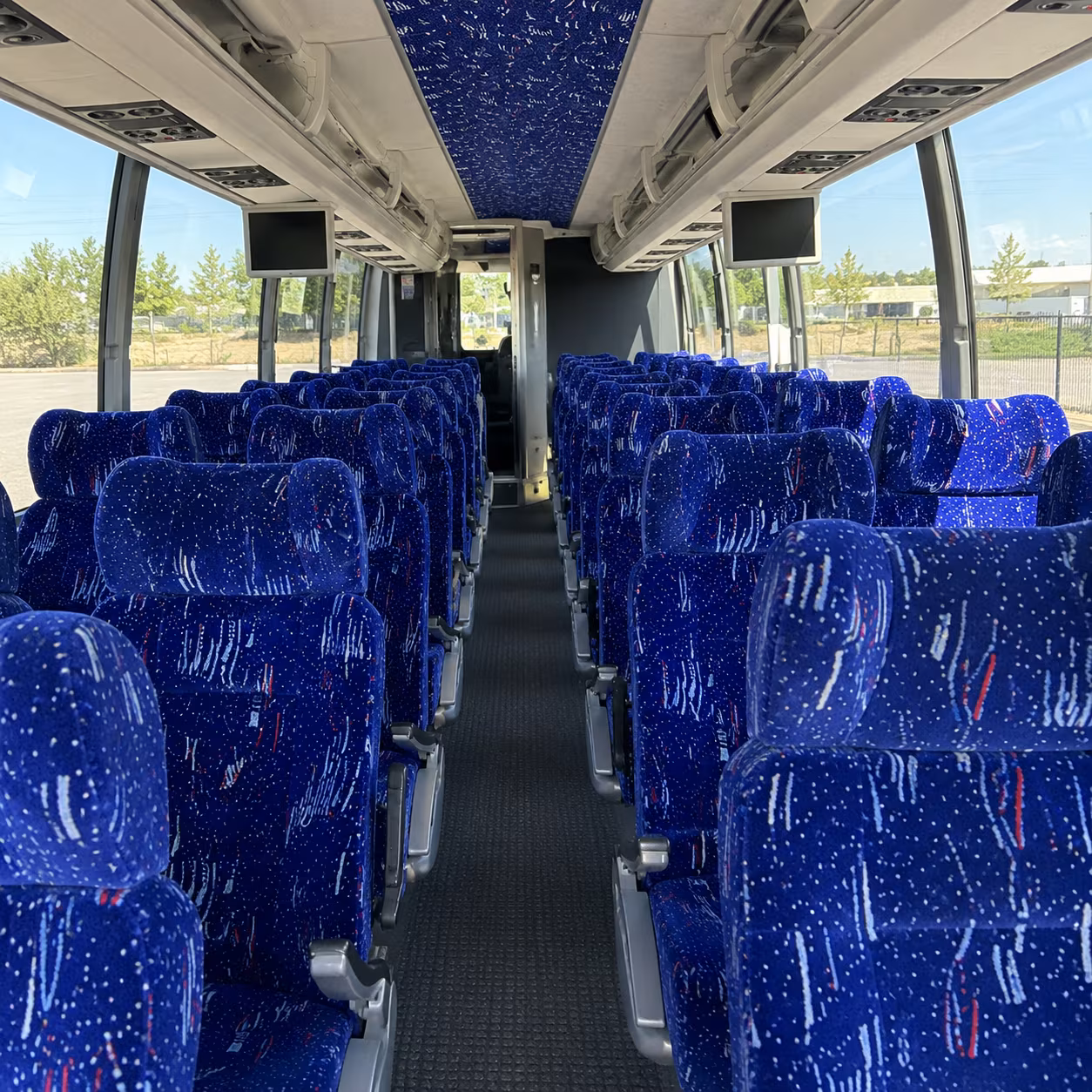 livonia 54 passenger charter bus interior