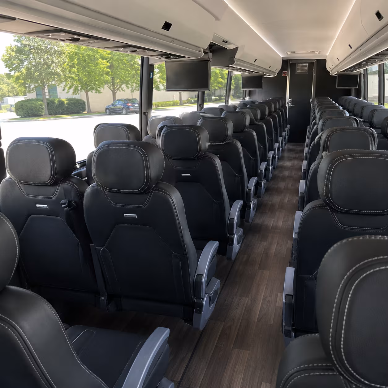 livonia 56 passenger charter bus interior